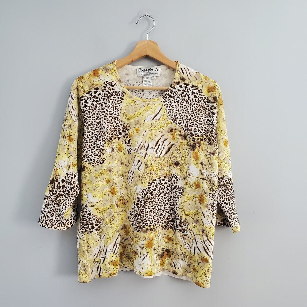 Joseph A Wide Sleeve Animal Print Lightweight Sweater 1X